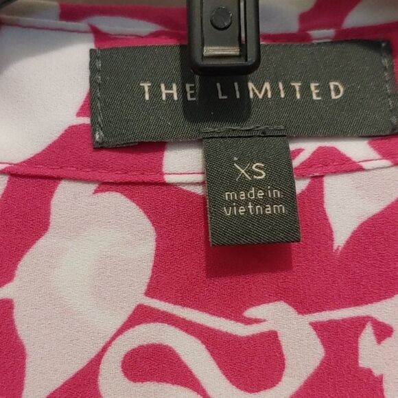 The Limited white and pink flamingo  blouse Sz XS - Picture 4 of 6